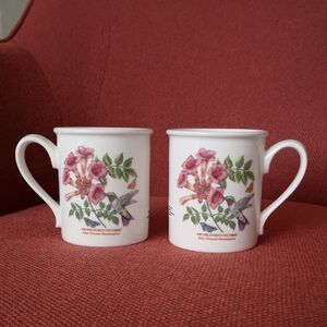NWT Set of 2 Portmeirion Botanic Garden Birds Hummingbird Butterfly Ceramic Mugs